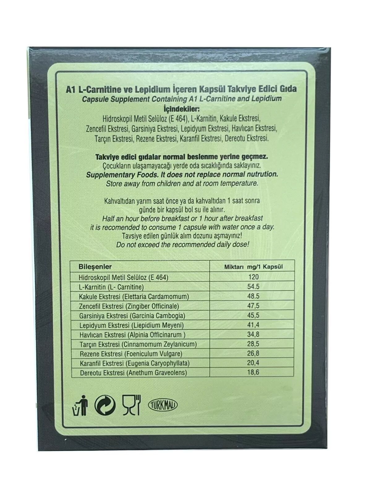 HHS A1 L-Carnitine & Lepidium 30 Capsules